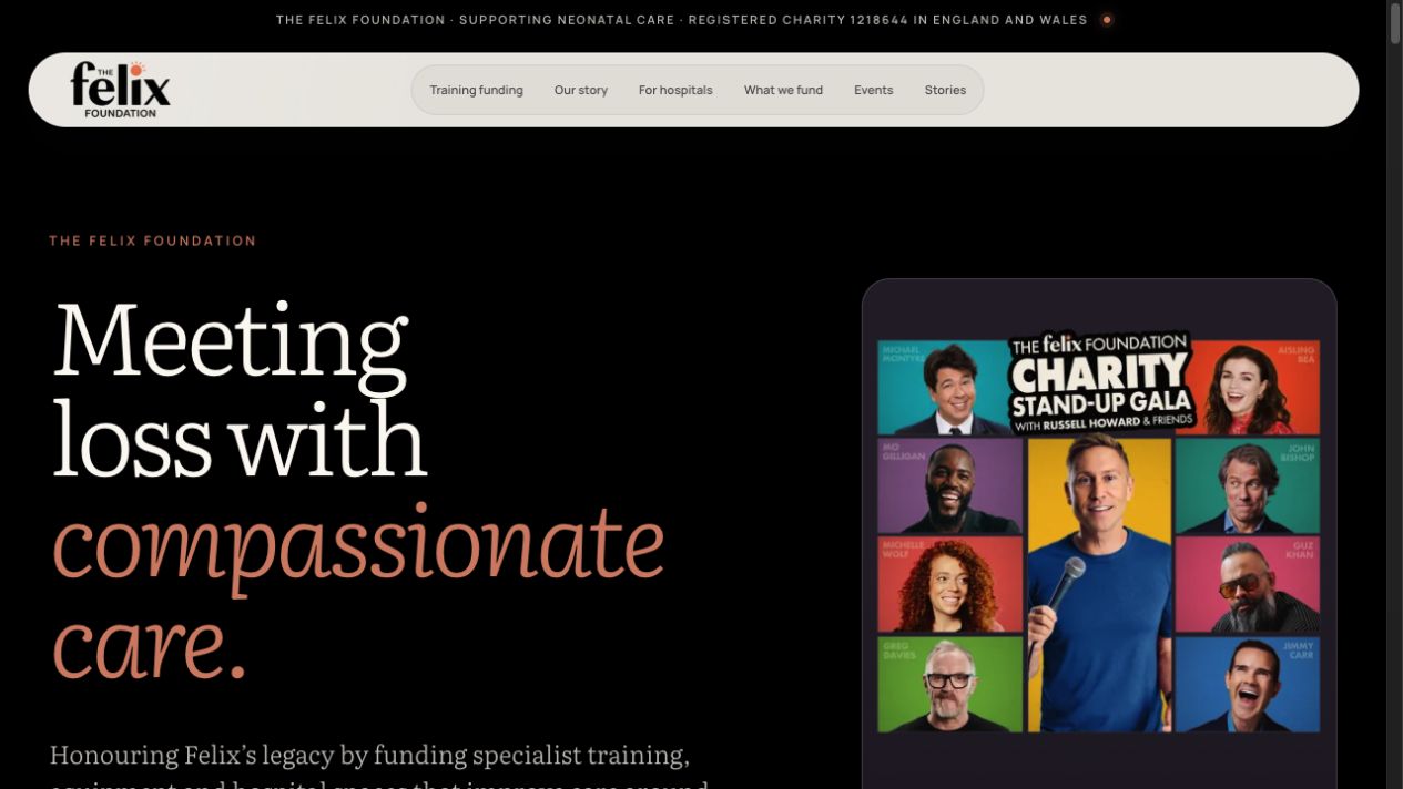 The Felix Foundation website designed and built by Leadl